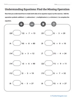 Understanding Equations: Find the Missing Operation