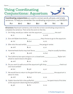 Using Coordinating Conjunctions: Aquarium
