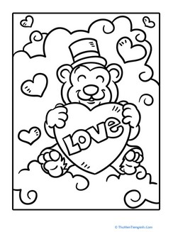 Valentine Bear Coloring Page