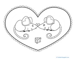 Valentine’s Day Mouse Coloring Page