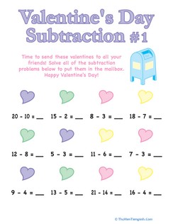 Valentine’s Day Subtraction #1