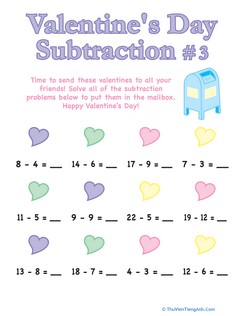 Valentine’s Day Subtraction #3