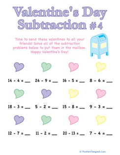 Valentine’s Day Subtraction #4