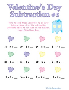 Valentine’s Day Subtraction #5