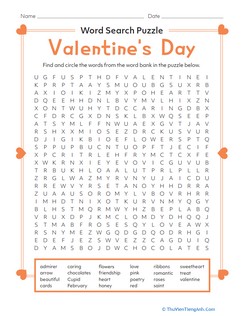 Word Search Puzzle: Valentine’s Day