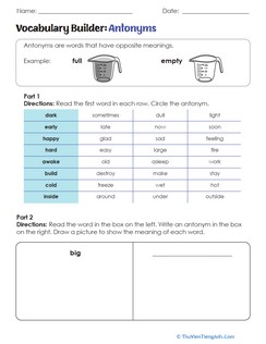 Vocabulary Builder: Antonyms