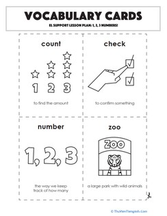 Vocabulary Cards: 1, 2, 3 Numbers!