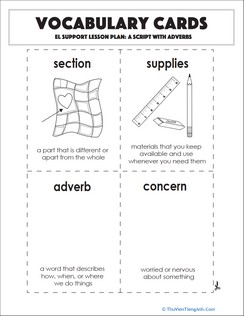 Vocabulary Cards: A Script with Adverbs