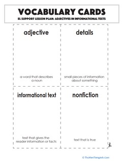 Vocabulary Cards: Adjectives in Informational Texts
