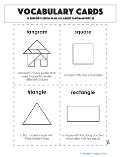 Vocabulary Cards: All About Tangram Puzzles