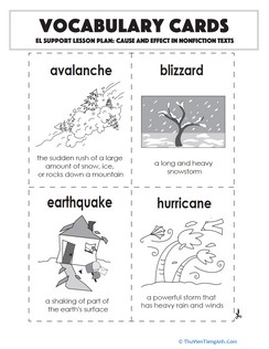 Vocabulary Cards: Cause and Effect in Nonfiction Texts