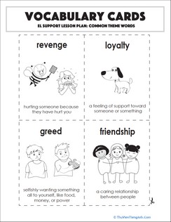 Vocabulary Cards: Common Theme Words