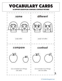 Vocabulary Cards: Compare & Contrast Pictures