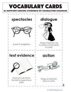 Vocabulary Cards: Evidence of Character Changes