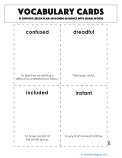 Vocabulary Cards: Exploring Sequence with Signal Words