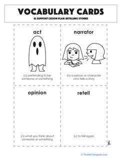 Vocabulary Cards: Fantastic Fiction: Retelling Stories