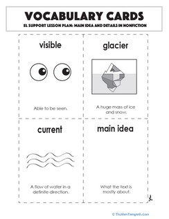 Vocabulary Cards: Main Idea and Details in Nonfiction