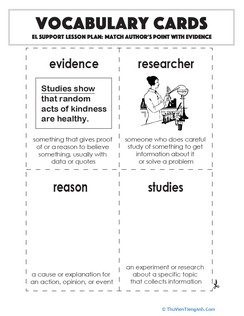 Vocabulary Cards: Match Author’s Point with Evidence