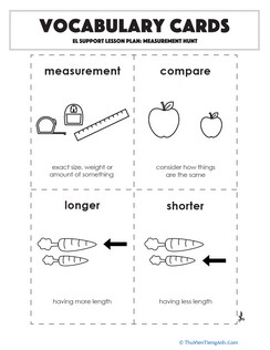 Vocabulary Cards: Measurement Hunt