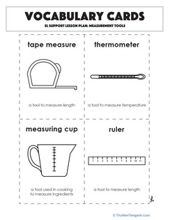 Vocabulary Cards: Measurement Tools