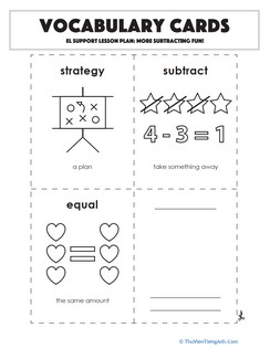 Vocabulary Cards: More Subtracting Fun!