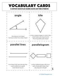 Vocabulary Cards: Naming Shapes and their Attributes