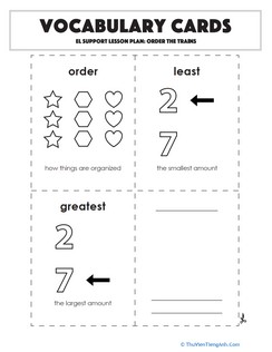 Vocabulary Cards: Order the Trains