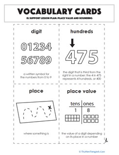 Vocabulary Cards: Place Value and Rounding