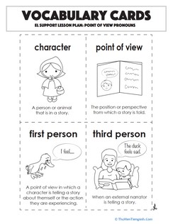 Vocabulary Cards: Point of View Pronouns