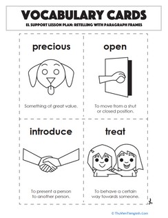Vocabulary Cards: Retelling with Paragraph Frames