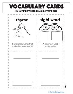 Vocabulary Cards: Sight Words