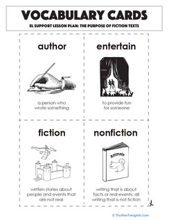 Vocabulary Cards: The Purpose of Fiction Texts