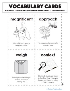 Vocabulary Cards: Using Sentence Level Context to Decode Text