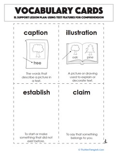 Vocabulary Cards: Using Text Features for Comprehension
