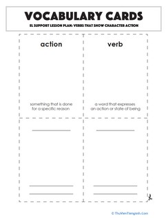 Vocabulary Cards: Verbs that Show Character Action