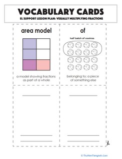 Vocabulary Cards: Visually Multiplying Fractions