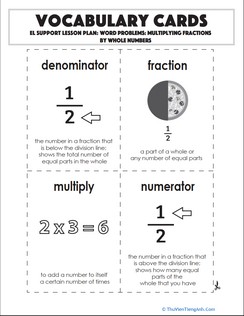 Vocabulary Cards: Word Problems: Multiplying Fractions by Whole Numbers