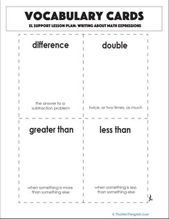 Vocabulary Cards: Writing About Math Expressions