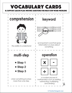 Vocabulary Cards: Writing Questions for Multi-Step Word Problems