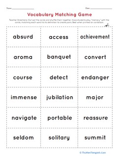 Vocabulary Matching Game