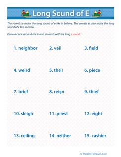 Vowel Blends: “ie” and “ei”