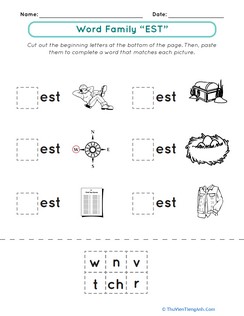 Word Family Practice: “Est” Words