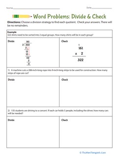Word Problems: Divide & Check