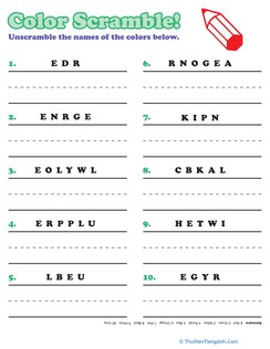 Colors Word Scramble