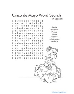 Word Search in Spanish: Cinco de Mayo