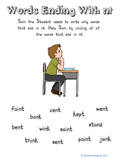 Sam the Student: Words Ending with -Nt