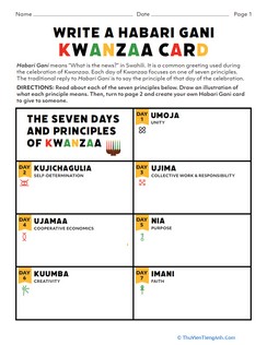 Write a Habari Gani Kwanzaa Card