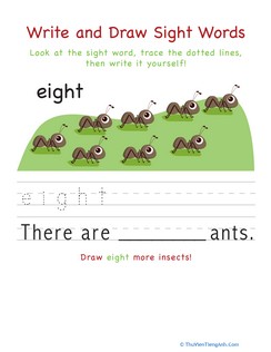 Write and Draw Sight Words: Eight