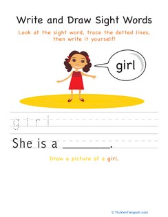 Write and Draw Sight Words: Girl