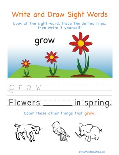 Write and Draw Sight Words: Grow